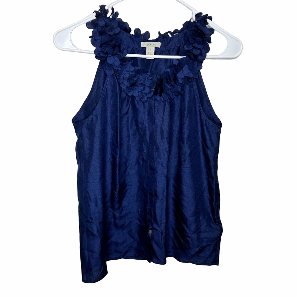 J. Crew Solid Silk Garland Cami in Navy Size 0 Style 11527